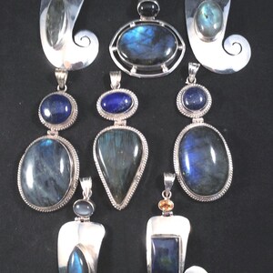 Choice of 8 Labradorite Hinged Sterling Silver. free US ship