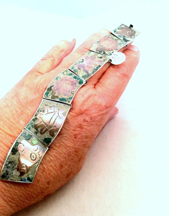 Vintage 30's, 40's Mexican Sterling Silver Bracel… - image 1