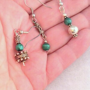 choice of 8 Green Malachite Earrings. Sterling Silver. Hooks or Posts.  free US ship
