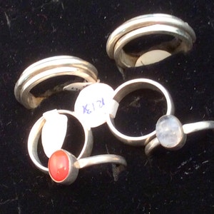size 8- 11.5 Sterling Silver Ring.  Stacking Plain Band, Worry Slide Ring or Sm Stone