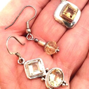 choice of 8 Faceted Yellow Citrine Earrings. Sterling Silver.  Studs or Drop. free US ship