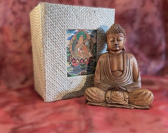 Vintage Buddha statue. Hand carved Suarwood or Ebony from Bali. free shipping
