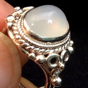 Size 4 to 5.5 Sterling Silver Ring. Moonstone.  free US ship