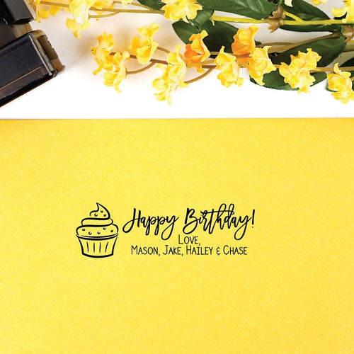Happy Birthday Rubber Stampvintage Fonttypewriter Fontwood Etsy