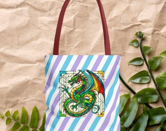 Dragon Tote bag - Medieval purse - Fantasy Dragon tote bag medieval print