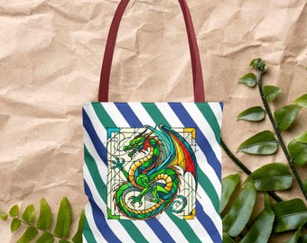 Dragon Tote bag - Medieval purse - Fantasy Dragon tote bag medieval print