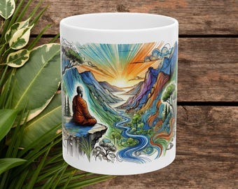 Mindfulness Mug - Yoga Lover Coffee Mug -  Buddha Mug Meditation print
