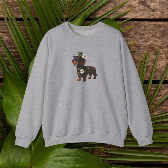 Sudadera con estampado de perro salchicha, estilo retro Peace