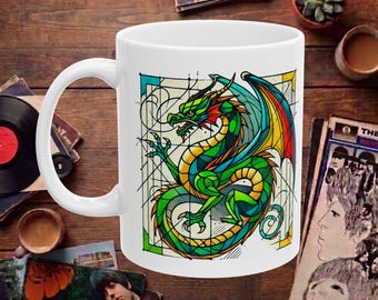 Dragon Mug - Medieval Coffee Mug - Fantasy Dragon Mug medieval print