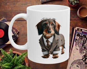Caneca Dachshund - Caneca de Cachorro Salsicha - Caneca de Café Estilosa com Estampa Hipster