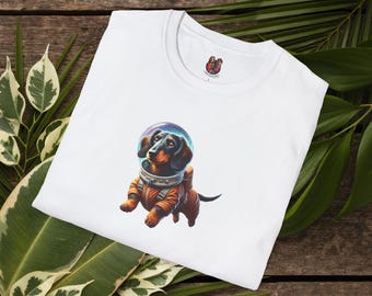 Tshirt cane astronauta Tshirt spazio cane divertente Tshirt vintage