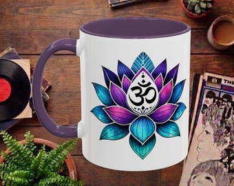 Lotus Mug - zen Mug - Boho Lotus Coffee Mug asian print spiritual