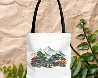 Japanese Tote bag - asian purse - Boho Japan Tote bag art print