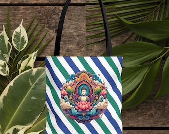 Tote bag meditazione Buddha borsa in tela yoga vintage