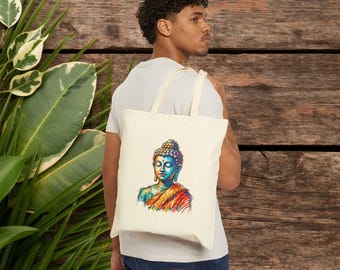 Tote bag meditazione Buddha borsa in tela yoga vintage