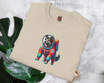 Tshirt bassotto astronauta Tshirt spazio cane divertente Tshirt cane vintage disegno