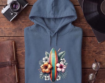 Surf sweatshirt - Strandluvtröja - Hawaii-luvtröja med surftryck