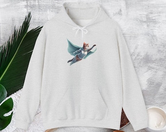 Sudadera con capucha gato superhéroe sudadera gráfica sudadera con capucha divertida diseño de fantasía amante de gatitos ropa cool ropa de