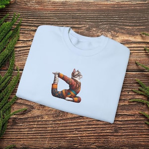 Cat Graphic sweater yoga pullover  Kitten meditation vintage sweatshirt  mindfulness clothing funny sweatshirt