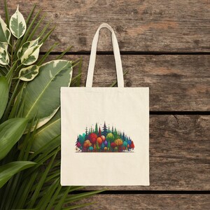Forest Canvas Einkaufstasche Baum süße Einkaufstasche coole Naturumhängetasche Geschenk für sie ethisches Geldbeutelgeschenk