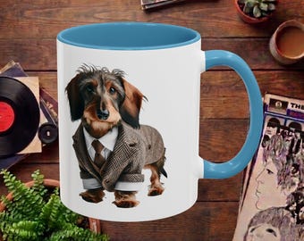 Caneca Dachshund - Caneca de Cachorro Salsicha - Caneca de Café Estilosa com Estampa Hipster