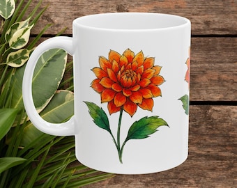 Floral Coffee Mug - Tropical Mug - Boho Flower  Cup nature print