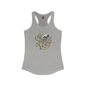 Camiseta sin mangas con diseño de pulpo, camiseta sin mangas con gráfico de caligrafía, ropa vintage, regalo para ella, diseño japonés genial, ropa ética, estampado japonés