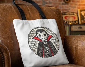 Dracula Tote bag - Vampire purse - Gothic handbag vampire print