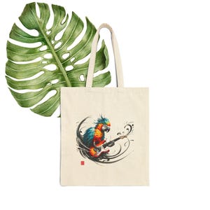 Parrot funny tote bag music cute tote bag boho bird rock shoulder bag gift Bird lover canvas tote bag cool handbag