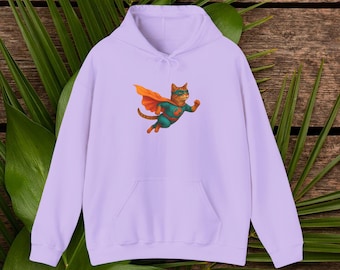 sudadera con capucha gato superhéroe sudadera gato gracioso sudadera con capucha gato héroe humor