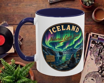 Island Kaffemugg - Aurora borealis Mugg - Naturmugg Island tryck Aurora borealis
