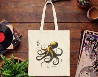 Tote bag pulpo vintage bolsa de tela octopus japonés Tote bag cultura Japón