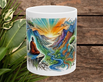 Mindfulness Mug - Yoga Lover Coffee Mug -  Buddha Mug Meditation print