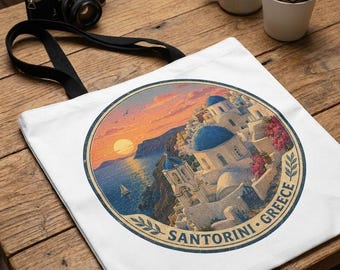 Santorini Tote bag - Greece tote bag - Nature purse santorini print