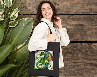 Dragon Tote bag - Medieval purse - Fantasy Dragon tote bag medieval print