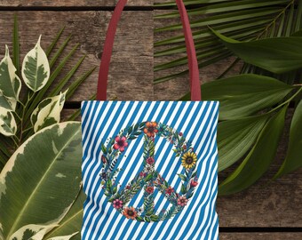 Peace Tote bag - peace love purse - Boho tote bag peace symbol love print