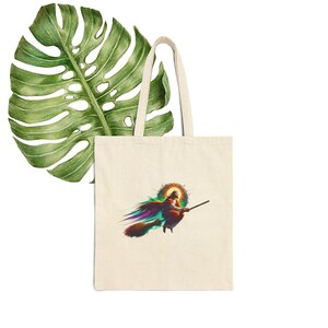Satiric cute tote bag christ boho tote bag Jesus riding christ riding a witch broom fun shouler bag gift religious purse unusual handbag