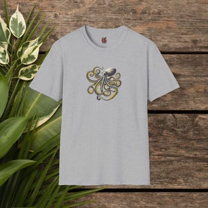 Octopus Tshirt calligraphie tee graphique t-shirt vintage vêtements cadeau pour elle Cool design japonais vêtements éthiques impression Japon