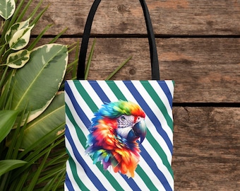 Parrot Tote bag - Vintage Bird tote bag - Cute Parrot purse bird print