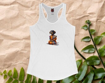 camiseta sin mangas perro vintage yoga camiseta sin mangas teckel  buda camiseta sin mangas meditación perro