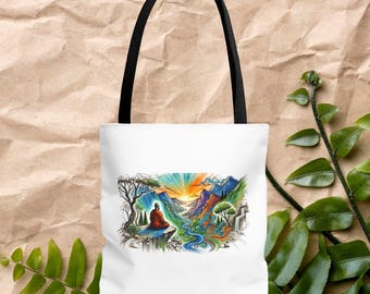 Tote bag yoga vintage borsa in tela meditazione loto Tote bag Buddha