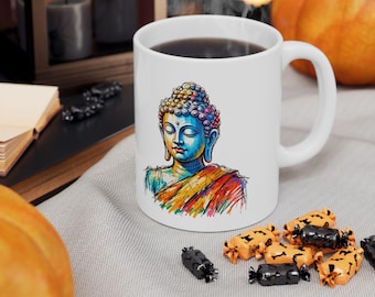 Yoga Coffee Mug - Meditation Mug - Mindfulness Cup buddha print