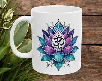 Lotus Mug - zen Mug - Boho Lotus Coffee Mug asian print spiritual