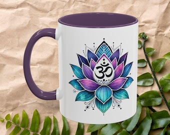 Lotus Mug - zen Mug - Boho Lotus Coffee Mug asian print spiritual