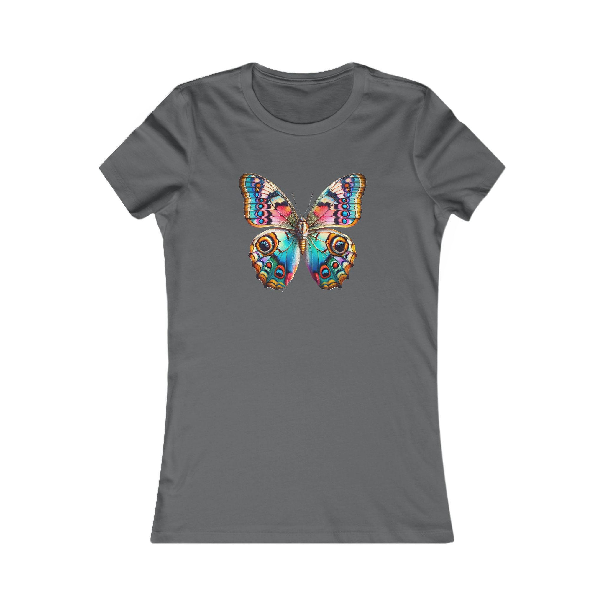 バタフライ柄レディースTシャツ - レトロな蝶柄Tシャツ - かわいい自然 