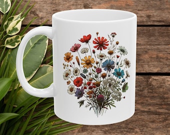 Floral Coffee Mug - Tropical Mug - Boho Flower  Cup nature print