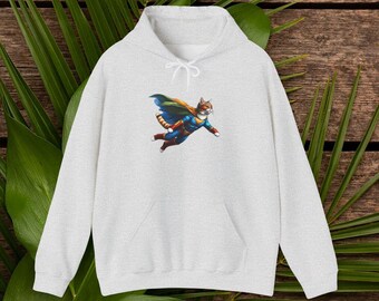 sudadera con capucha gato superhéroe sudadera gato gracioso sudadera con capucha gato héroe humor