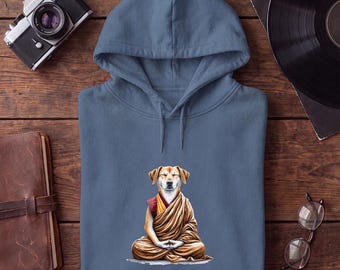 Meditating Dog Hoodie - Yoga Dog Hoodie - Funny Dog Hoodie zen print