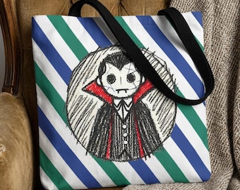 Dracula Tote bag - Vampire purse - Gothic handbag vampire print