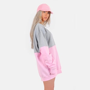 Half Grey Pink Oversized women&#39;s Jumper ladies winter warmer